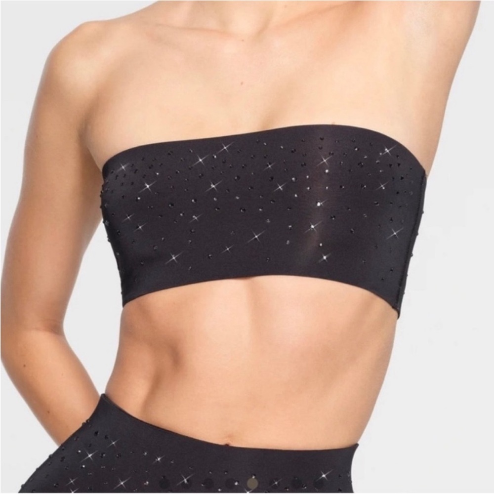 Skims x Swarovski Jelly Sheer Crystal Bandeau Bralette Onyx Black New with Tags